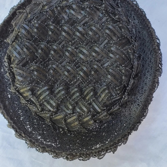 Vintage Black raffia semi Bowler hat‎ main image 15